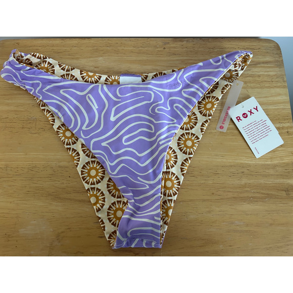 Roxy Sunshine State of Mind Scoop Cheeky Bikini Bottoms NWT Large REVERSIBLE - Picture 3 of 8